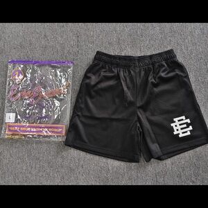Eric Emanuel Black Mesh Logo Athletic Shorts